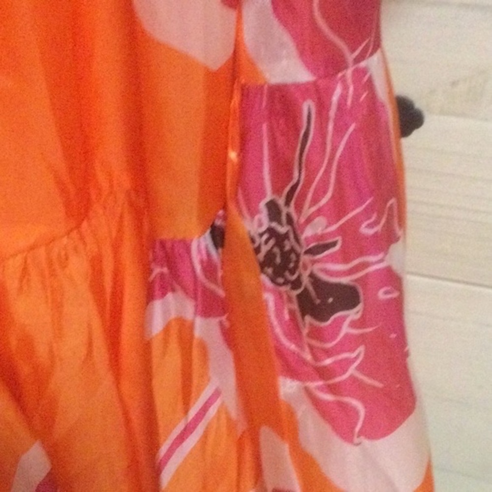 Vibrant Orange Floral Midi Dress - Picture 6 of 6